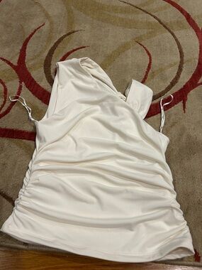 Abercrombie & Fitch Cream Ruched Crop Top